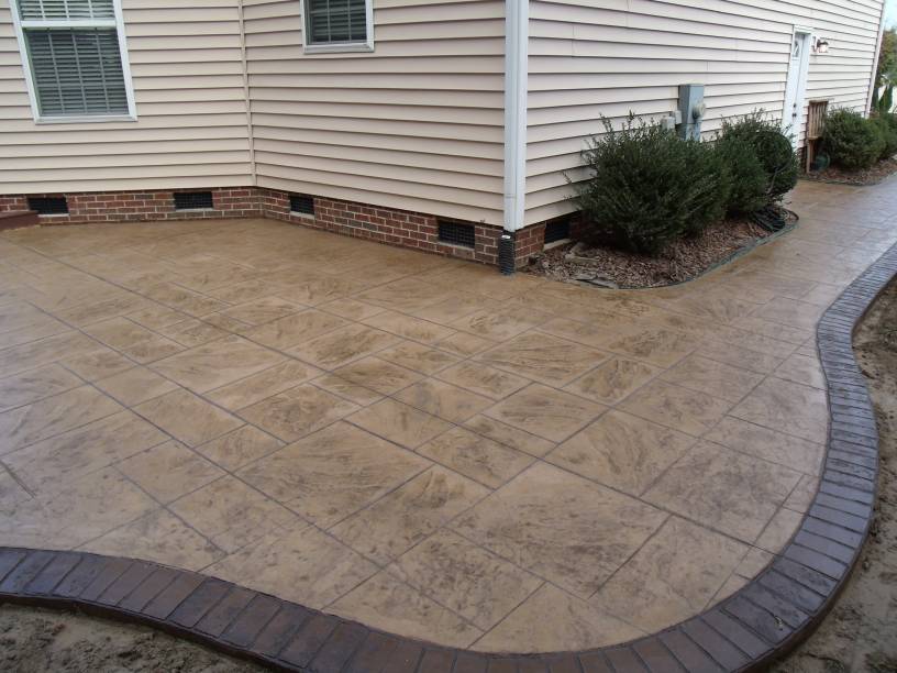 Stamped Concrete, Cement Patio With Stamped Border