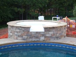 hot tub veneer without stone spillway