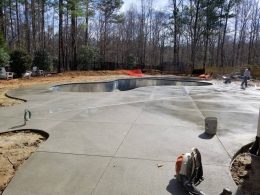 pool patio with diamond tooled joints