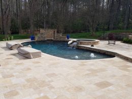 travertine pool patio in wake forest